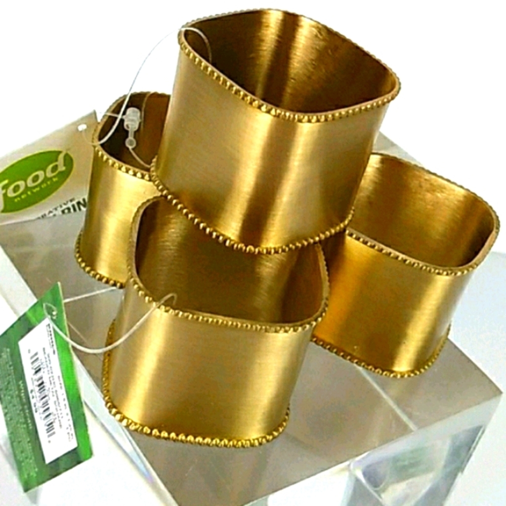 Brushed Gold Napkin Ring, Set of 4.